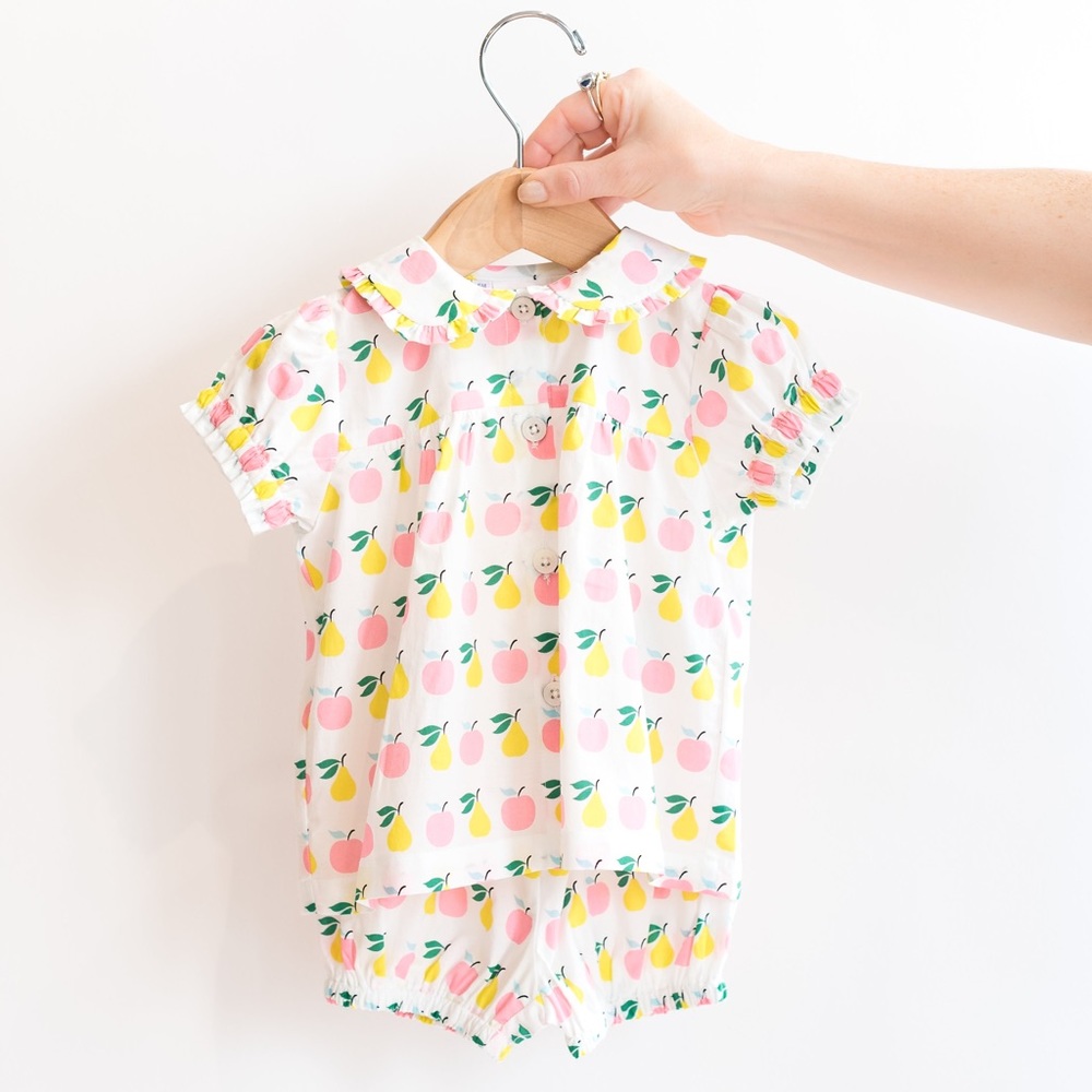 Rachel Riley pear and apple shirt set